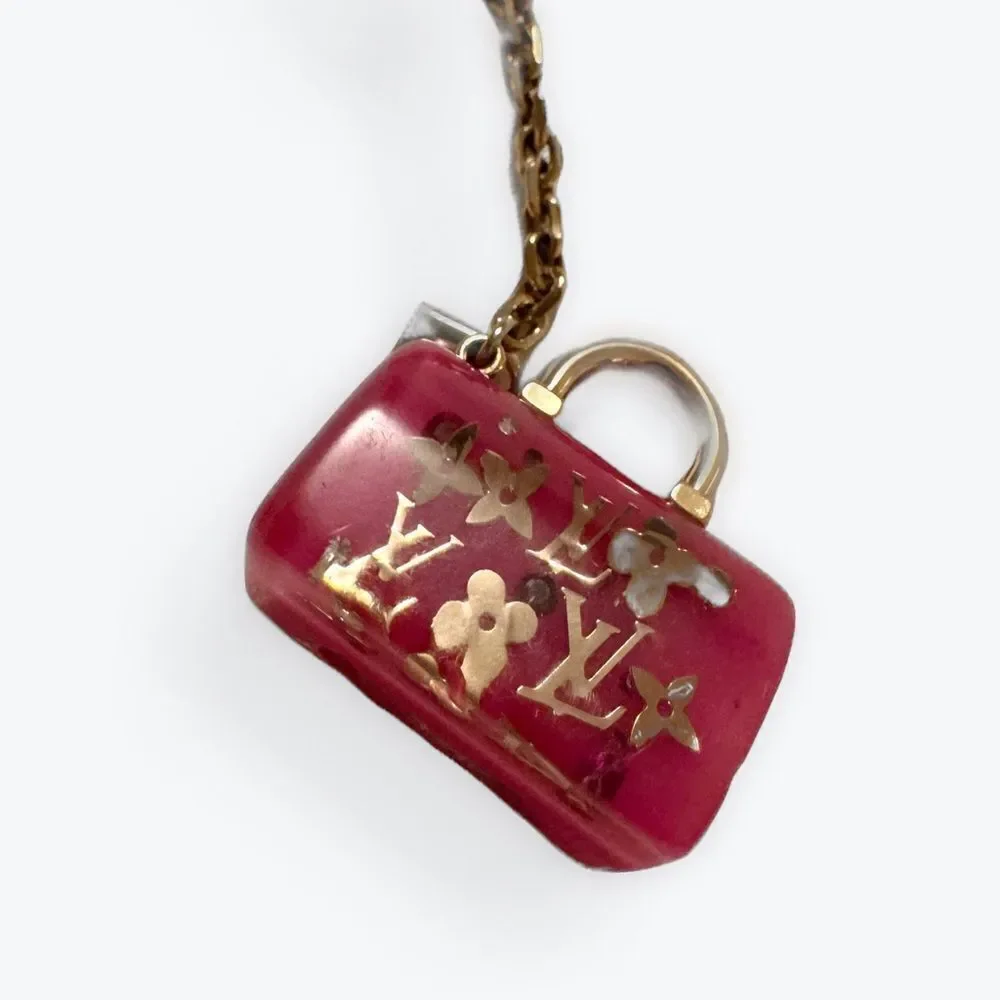Louis Vuitton Bag Charm Pink Gold Pomme D’Amour Inclusion Speedy Keychain Auth